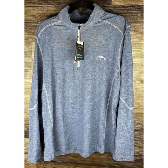 Callaway Golf Men’s Blue Pullover 1/4 Zip Size Large Stretch Water Repellent NWT - Picture 1 of 4